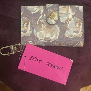 Betsey Johnson Blue Floral Wallet with Keychain